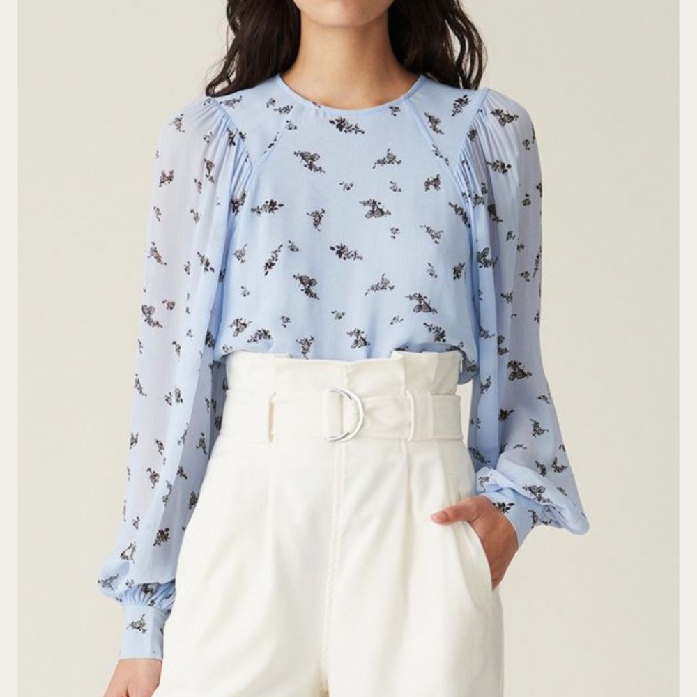Ganni Printed Georgette Blouse